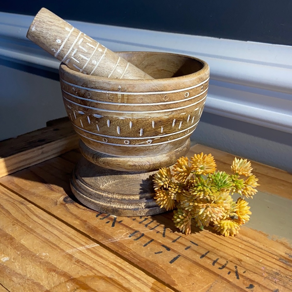 Wooden Mortar and Pestle